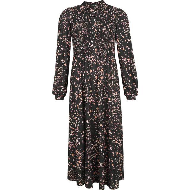 QED London Shirred bust ditsy floral shirt midi dress Medium-length dress multicolour