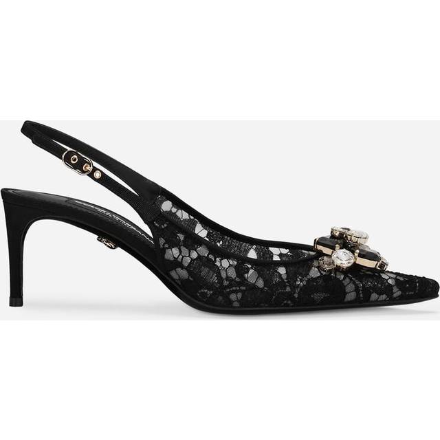 Dolce & Gabbana Rainbow Lace Slingbacks In Lurex Lace - Woman Pumps And Slingback Black Lace 36