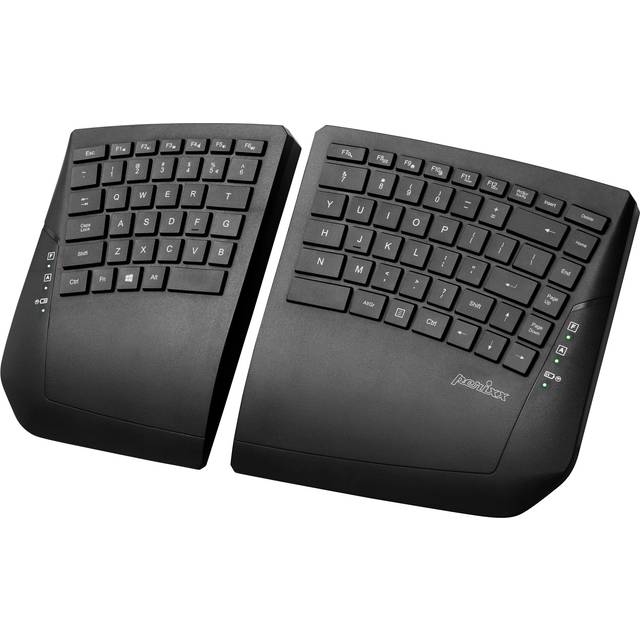Perixx PERIBOARD-624B – trådlöst ergonomiskt delat tangentbord – platta knappar – justerbar lutningsvinkel – amerikansk engelsk layout