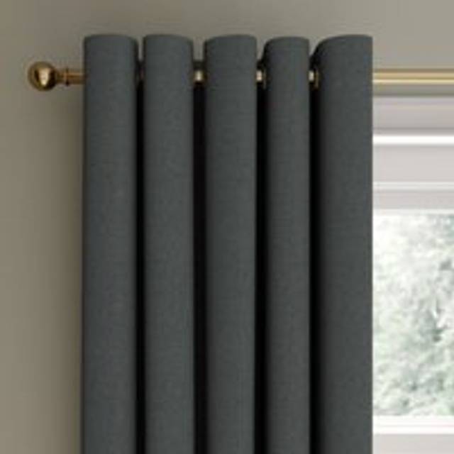 Berlin Blackout Eyelet Curtains - Charcoal