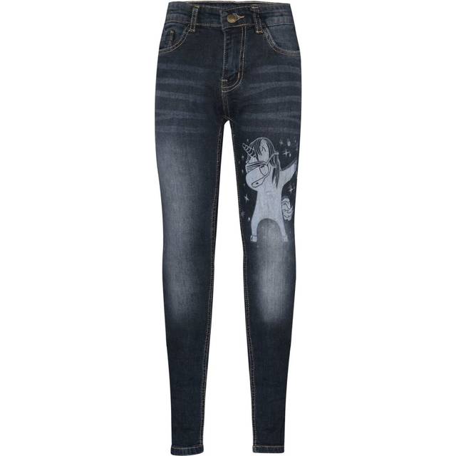 (13-14 Years) Kids Girls Jeans Designer Unicorn Dab Black Denim Stretchy Pants Trouser 5-14 Yr