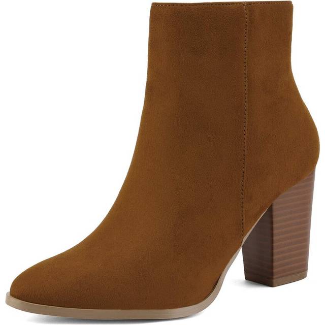 DREAM PAIRS Women's Tan Suede Chunky Block Heel Ankle Booties Size 5.5