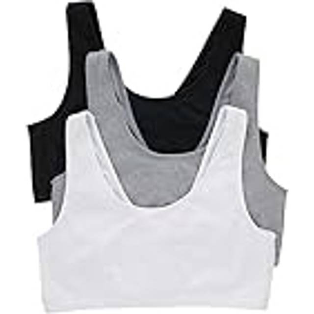 Hanes womens Cotton Pullover Bralette  3-pack Bra  3 Pack - Black/Concrete Heather/White  Medium US