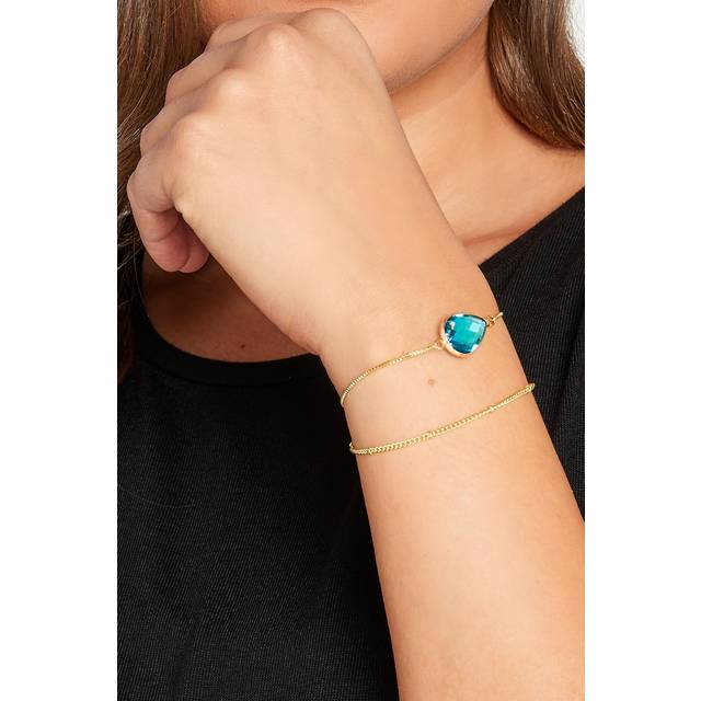 2 Pack Gold & Blue Tear Drop Chain Bracelet - One Size