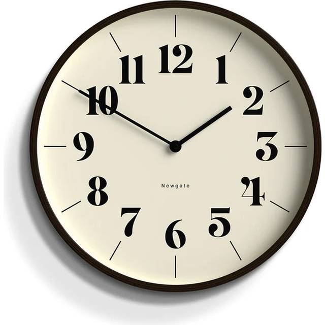 Newgate Mr Clarke Dark Wood Hopscotch Dial Clock dark wooden plywood wall hanging funky mid century modern vintage unique luxury timeless contemporary