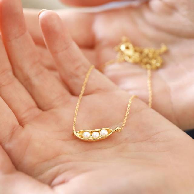 Pearl Three Peas in a Pod Pendant Necklace in Gold - gold/white - one size
