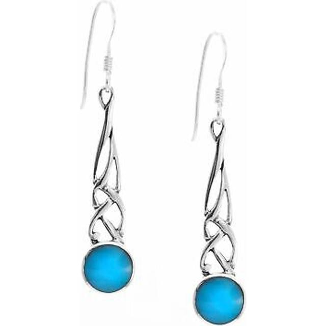 Drop earrings sterling silver blue turquoise celtic knot earrings - silverly