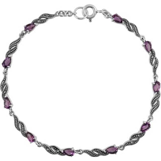 Art Nouveau Style Amethyst & Marcasite Tennis Bracelet