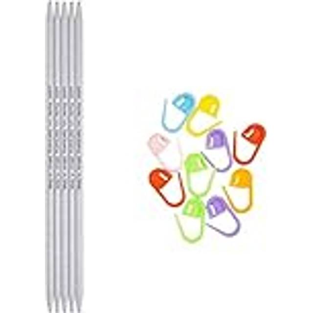 addi Knitting Needles DPN Double Pointed Aluminum 6 inch 15cm Set of 5 Size US 02 30mm Bundle with 10 Artsiga Crafts Stit