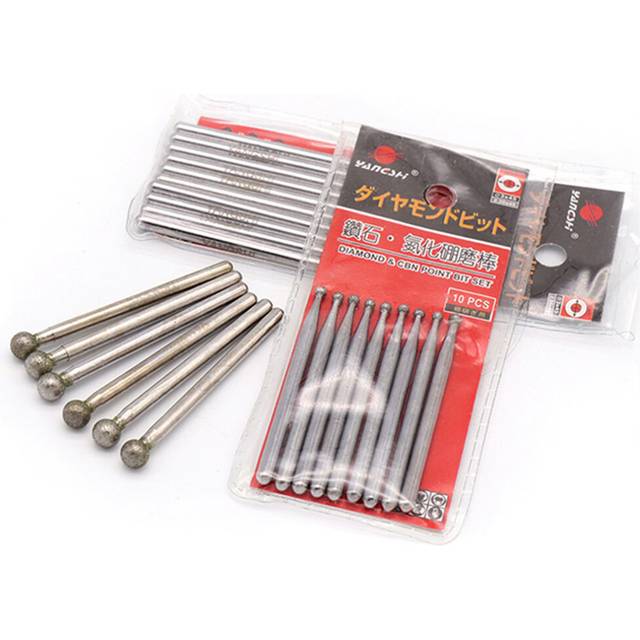 1/5/10PCS 1mm-6mm Ball Diamond & CBN Grinding Burr Point Engraving Bits for Dremel Rotary