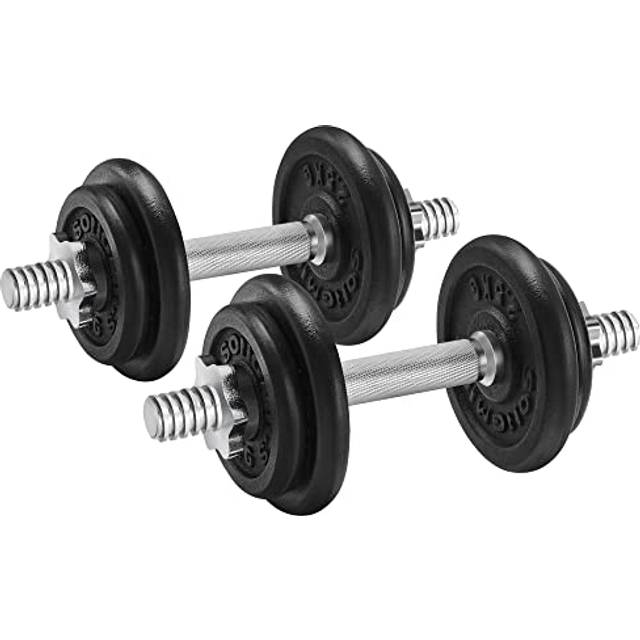 SONGMICS Hantlar, hantlar i gjutjärn, 20 kg, justerbar, för män och kvinnor, träning, konditionsträning, styrketräning för hemmet, gym, svart SYL20T
