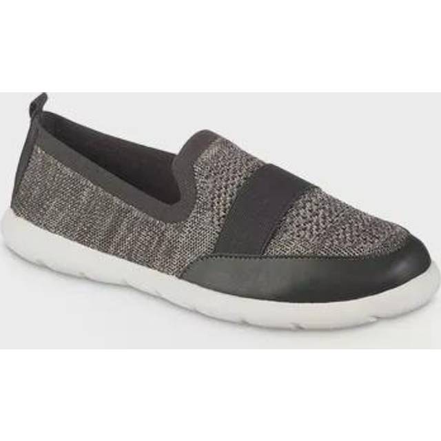 isotoner mens Heathered Sport-knit Indoor/Outdoor Slipper  Dark Charco