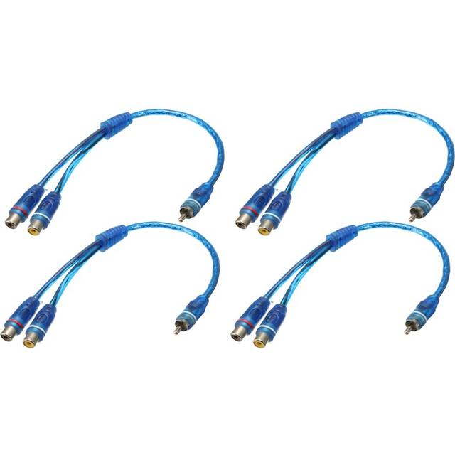 4x RCA Phono Y Splitter Lead Adapter Cable 1 Male To 2 Female Car Connector 30cm