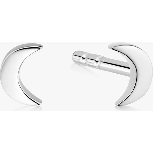 Crescent Moon Stud Sterling Silver Earrings ST09_SLV