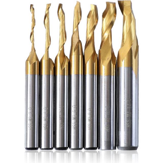 (3mm) 3/4/5/6/8/10/12mm Titanium End Mill CNC Engraving Router Bits HSS M2 Single Flute Spiral Milling Cutter for Aluminum