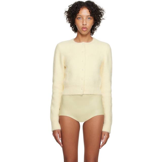 Maison Margiela, Stickade tröjor & koftor, Dam, M, Gul Cardigan Tröja Knappstängning - yellow (M)