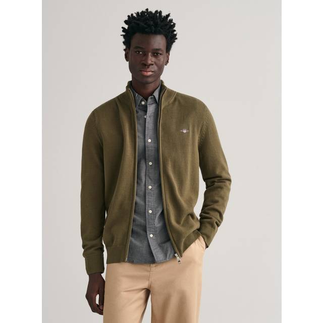 GANT Casual Cotton Zip Cardigan |Grön |XXL