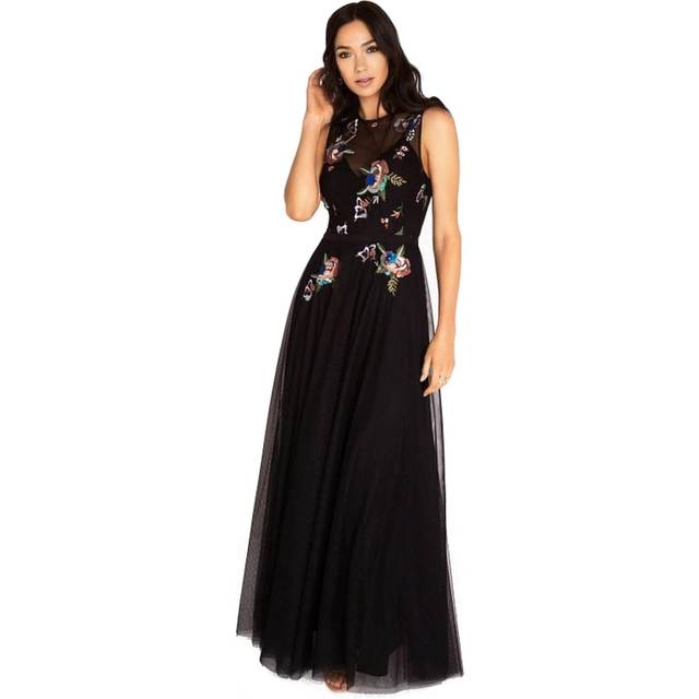 Little Mistress Womens/Ladies Hallie Sequin Embroidered Maxi Dress 8 UK black