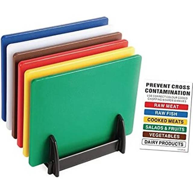 Hygiplas Colour Coded Chopping Board Set with Rack & Wall Chart 6 Pieces