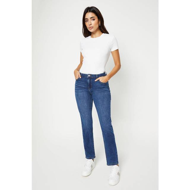 Dorothy perkins womens wide-leg jeans blue denim slim fit comfort stretch