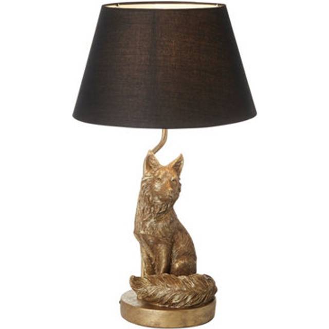 Endon 106796 Fox 1 Light Table Lamp Vintage Gold Paint And Black Fabri
