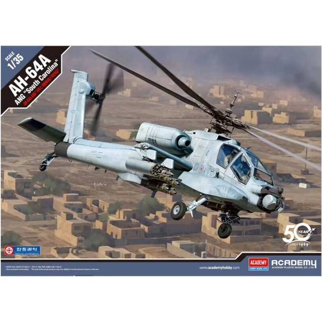 Academy 1/35 Scale Hughes AH-64A ANG 'South Carolina' Model Kit - Grey