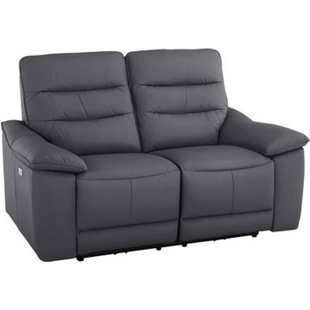 Dark Grey Leather Sofas - 2 Seater Electric Recliner Sofa - Carter Range - Oak Furnitureland