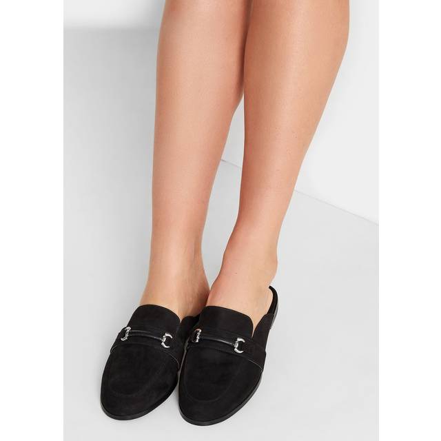 Lts Black Faux Suede Mule Loafers In Standard Fit Standard > 12 Lts | Tall Women's Loafers - Standard 12