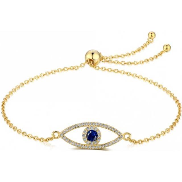 Sterling Silver Gold Plated Sparkling Zirconia Evil Eye Bracelet ERLB050