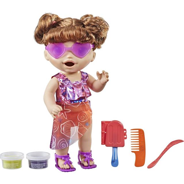 Baby Alive Sunshine Snacks Doll  Eats and Poops  Summer-Themed Waterplay Baby Doll  Ice Pop Mold  Toy for Kids Ages 3 and Up  Black Hair