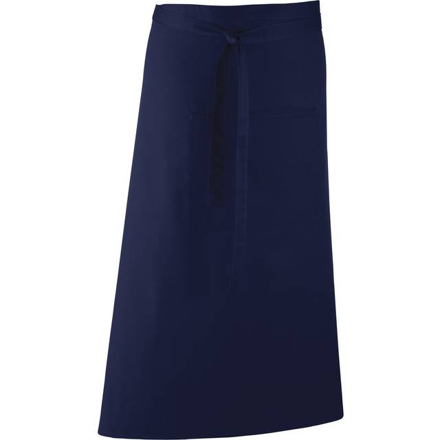 (One Size, Navy) Premier Unisex Colours Bar Apron / Workwear (Long Continental Style) (Pack of 2)