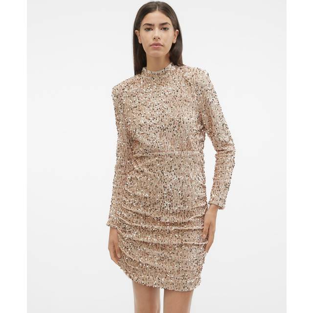 VERO MODA Vmbella Ls Short Dress Jrs |Beige |XS