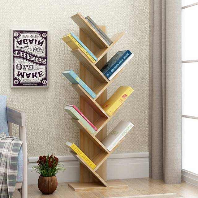 9-Tier Standing Tree Bookshelf - Brown