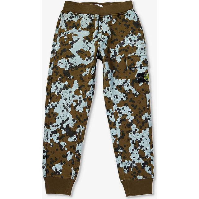 Stone Island Junior Kids Green & Blue Printed Sweatpants - V0054 - MILITARY GRE - 6Y