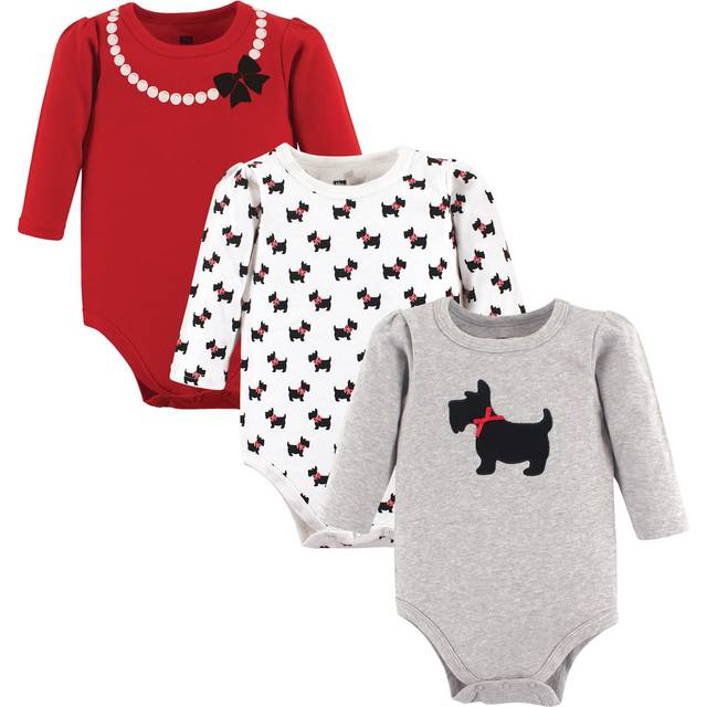 Hudson Baby Unisex Baby Cotton Long-Sleeve Bodysuits  Scottie Dog  9-12 Months