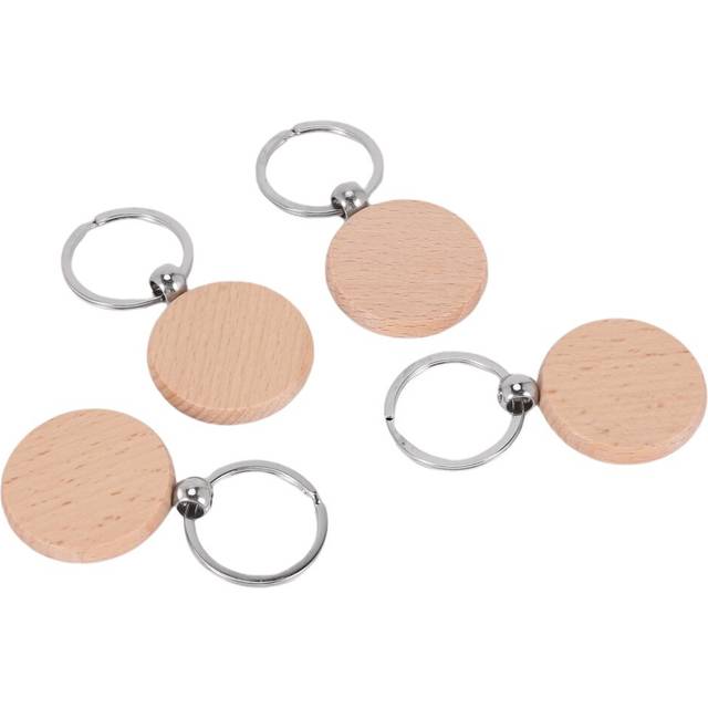 60Pcs Blank Round Wooden Key Chain Diy Wood Keychains Key Tags Can Diy Gifts