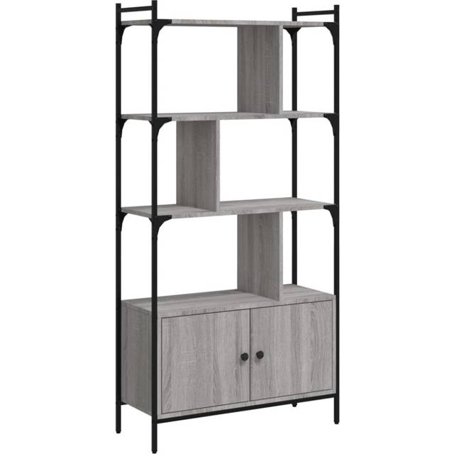 vidaXL Bookcase with Doors Grey Sonoma 76.5x30x154.5 cm Engineered Wood