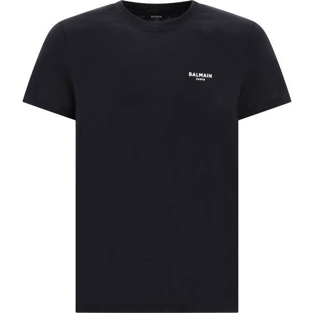 Balmain Black Flocked T-Shirt - EAB NOIR/BLANC - XL