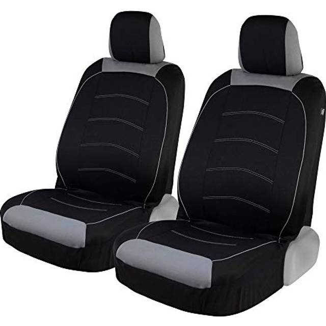 Motor Trend Black Cloth Car Seat Covers for Front Seats - Premium Automotive Bucket Seat Covers  Made for Vehicles with Removable Headrests  Interior