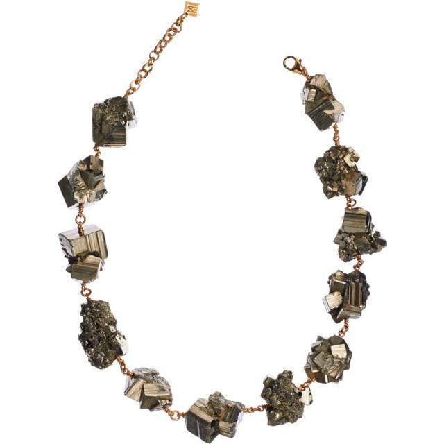 Halsband not a pearl pyrite crystal rolled guld