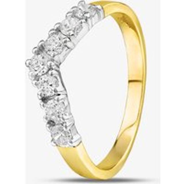 9ct Yellow Gold Clear Crystal Wishbone Ring DIV003C-Q