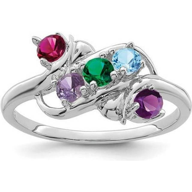 XMR14-5W-7 14K White Gold Polished 5-Stone Mothers Ring Mounting - Size 7