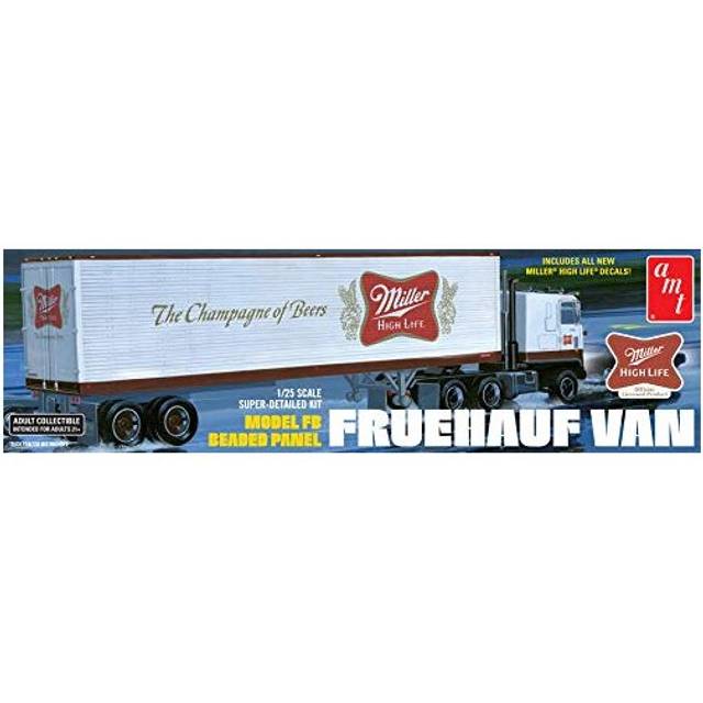 Skill 3 Model Kit Fruehauf FB Beaded Panel Van Trailer "Miller" 1/25 Scale Model by AMT