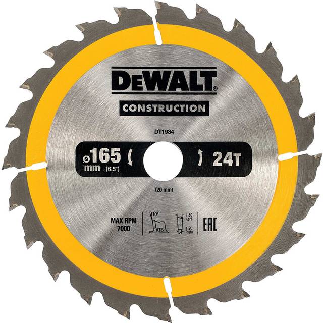 DeWalt Construction Circular Saw Blade 165mm x 20mm x 24T