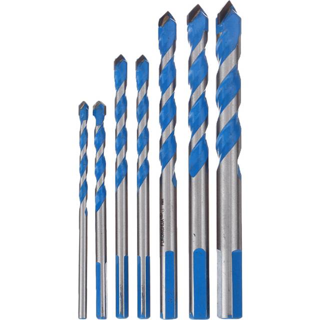 7Pcs Multi Purpose /Construction Carbide Tip Drill Bits Set 4-12mm for Concrete Masonry Ceramics Tiles Wood Plastic Metal Sheets and Aluminum