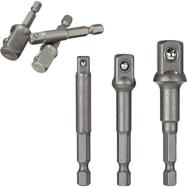 3pcs Drill Socket Adapter For Impact Driver W/ Hex Shank To Square Socket Drill Bits Bar Extension Bit Set