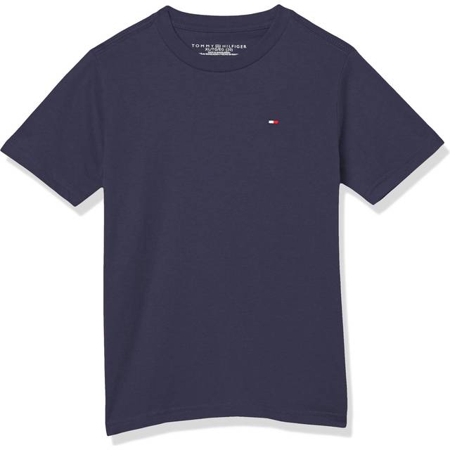 Tommy Hilfiger Boys' Short Sleeve Flag Solid Crew Neck T-Shirt  Navy Blazer  8-10