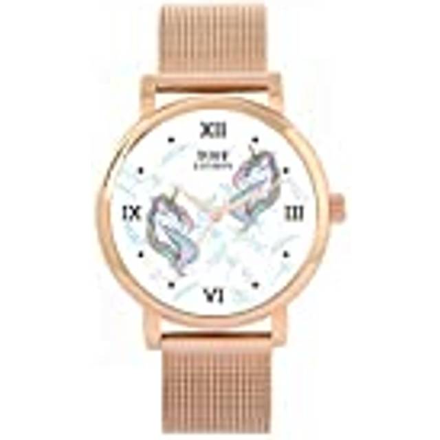 Toff London White Ladies Unicorn Meadow Flowers Roman Numeral Watch