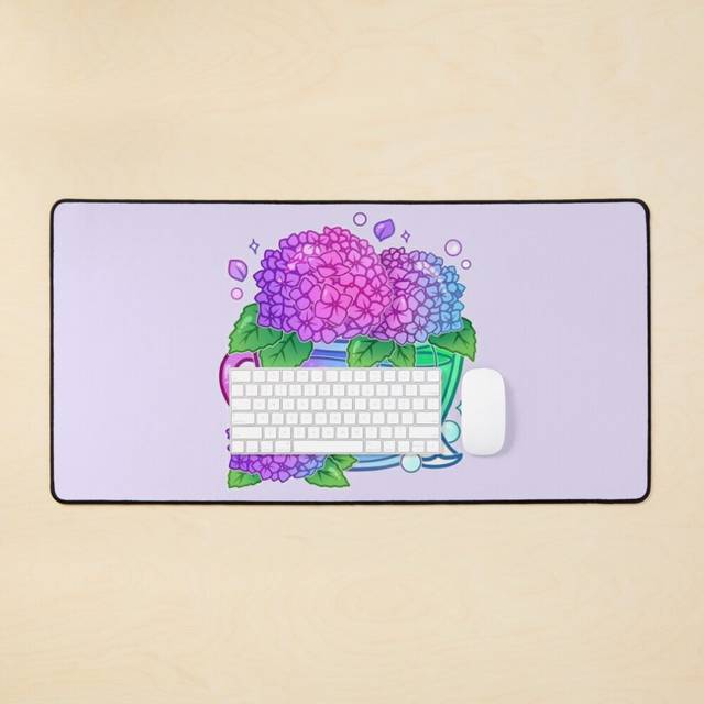 Desk Mat Hydrangea Teacup Large Gaming Mouse Pad 35x16 inch