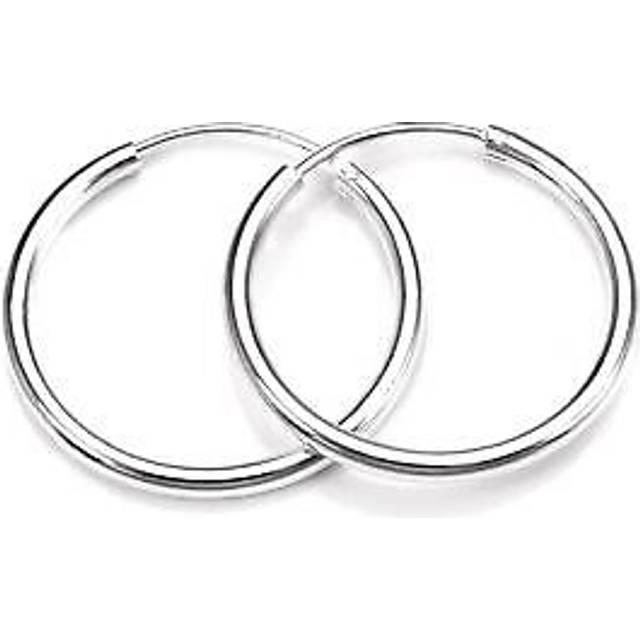 Sterling Silver 25mm Hoop Earrings 2mm Tube Hoops Sleepers